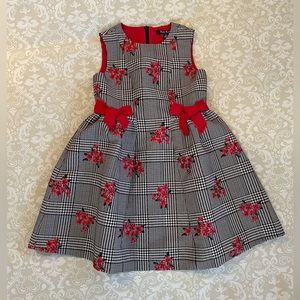 Brooks Brothers Girls Floral Jacquard and Houndstooth Dress
